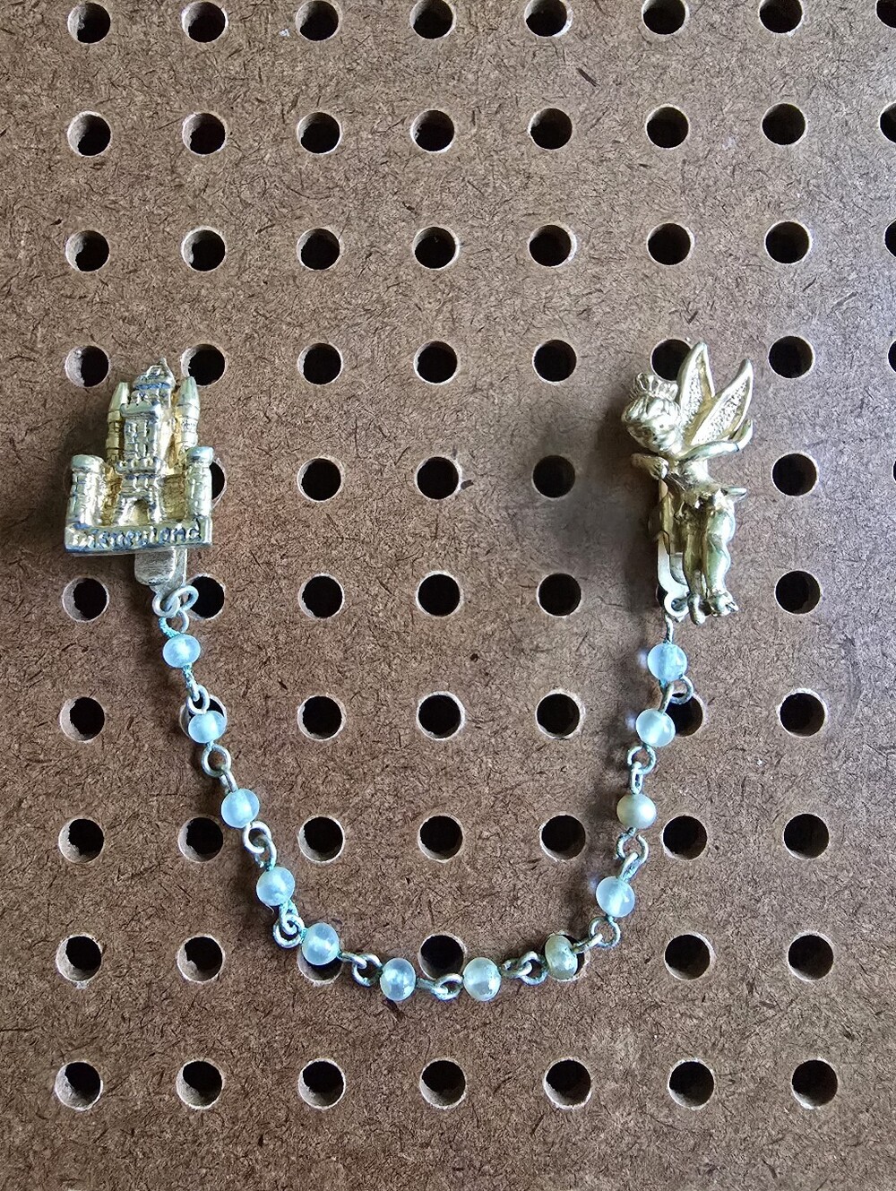 Vintage MCM Disneyland Sleeping Beauty's Castle Tinkerbell Metal Sweater Clip